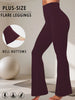 Plus Size Ladies High-Rise Flared Leggings for Yoga and Workout Features Tummy Control and a Stylish Bell-Bottom Design in Sizes