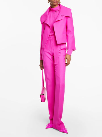 High Street Designer Suit Set Women's Cropped Blazer Jacket Pants Suit 2pcs
