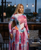 Women Print O-neck Long Sleeve Pleated Long Maxi Dress Spring Evening Party Birthday Vacation Dresses Vestidos