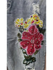 Women's Floral Embroidery Jeans Hollow Out Ripped Pearl Decor Y2K Vintage Mori Girl Denim Trousers Retro Pencil Jeans