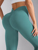 V-Back High Waisted Yoga Leggings Seamless Knit Tights for Women Quick Dry Butt Lifting Slim High Elastic Leggings