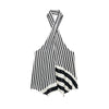 Fall Striped Patchwork Women Blue Suit Neck-mounted Vest+ Modern Straight Pants Night Party Streetwear Set
