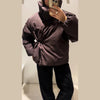 Warm Women's Detachable Scarf Collar Hooded Cotton Coat Solid Full Sleeve Buttons Pocket Thicken Jacket Winter Lady Outwear