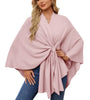 Elegant Shawl Wraps Soft Open Front Poncho Sweater Women Loose V-Neck Cape Casual Solid Color Soft Open Front Poncho Bat Shirt