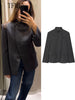 Women Loose Blazer Jackets Vintage Office Lady Single Button Full Sleeve Outwear Stand Collar Coats