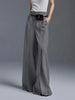 Urban Female Business Suit Pants Black White Loose Straight Pant High-Waist Pleated Split-Front Trousers