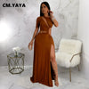 Women O-neck High Split Ruched Bodycon Midi Maxi Dress Fall Street Evening Party Club Vestidos Sexy Long Dresses