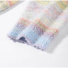 Hooded Rainbow Striped Knitted Cardigan Colorful Drop Shoulder Zipper Pockets Loose Sweater Autumn Women Sweet Casual Coat