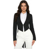 Womens Swallowtail Jacket Lapel Tuxedo Coat Tailcoat Blazer Vintage Outerwear for Nightclub Cocktails Waitress Cosplay Costume