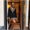 Faux Fur Collar Trim Tweed Set Long Sleeve Side Pockets Chic Women Blazer High Waist Mini Skirt Autumn Elegant Suit