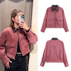 Spring Pink Casual Jacket Women's Loose Fit Streetwear Front Zipper Pockets Lounge Wear Daily Outerwear