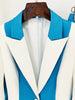 High Street Designer Runway Suit Set Women's Color Block Blazer Flare Pants Suit