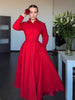 Women Hourglass Waist Full Flared Hem Long Dress Coat Lapel Collar Single Breasted Long Sleeve Overcoat Guest Party Street Wear