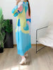 Maxi Pleated Dress For Women Lapel Single Breasted Long Sleeves Color Block Tassel Hem Loose Chic Clothing Autumn 2R5928