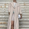 Women Autumn Long Trench Coat Chic Stand Collar Button Batwing Sleeve Oversize Jacket High Street Windproof Loose Outfit