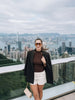 Fall/Winter Women's Street oversized pinstripe shoulder-padded loose suit jacket for women