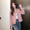 All-Match Tweed Coat Female Elegant O-Neck Cropped Jacket Women Spring Autumn Korean Small Fragrance Jacket Outwear