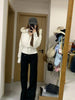 Autumn Winter Fur Collar Hooded Cropped Puffer Jacket Women's Warm Cotton Padded Jacket Short Top Windproof Coat Y2K High Waist