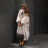 Women Chic Long Trench Coat Loose Lantern Sleeve Stand Collar Side Slit Single Breasted Windproof Outerwear Casual Ladies Jacket