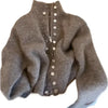 Fluffy Knitted Cardigans Sweater Design Double Breasted Sweater Coat Women Autumn Winter Lazy Zipper Knit Top