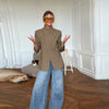 Chic Plaid Women's Blazer Jacket Stand Collar Full Sleeve Single Button Female Coats Spring Casual Commute Lady Outwear