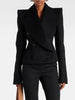 Short Black Jacket Women's Big Lapel Slim Fit Back Metal Chian Double Breasted Jacket Autumn 7A1213