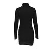Sexy Mini Dress For Women Autumn Black Solid Turtleneck Long Sleeves Sheath Dress Club Elegant Bodycon Party Dresses Female