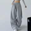 Harajuku Wide Leg Sweatpants Women Streetwear Baggy Oversize Gray Sports Pants Woman Drawstring Casual Joggers Trousers