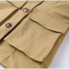 Pocket Stand Collar Long Sleeves Jacket Woman Single Breasted Solid Color Waist Cinching Jackets Versatile Women's Jackets