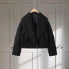 Edgy Stand Collar Woolen Women Coat Street Loose Long Sleeve Button Black Female Jacket Casual Autumn Winter Lady Outwear