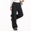 Detachable Skirt Panel Striped Suit Pants Women Turn Up Cuff Tie Waist Straight Wide Leg Trousers Loose Casual Streetwear Pants