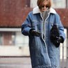 Female jacket Women Warm Thick Winter Long Sleeve Denim Jacket Long Jean Coat Outerwear Women jacket Overcoat