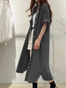 Autumn Collection Women's Cowboy Long Dress Loose Single Breasted Flip Collar Casual Medium Long Shirt Dress