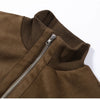 Vintage Cropped Women's Bomber Jacket Coat Faux Suede Stand Collar Short Outerwear High Street Female Casual Work Outfit