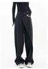 Houzhou Women Wide Suit Pants High Waist Gothic Japanese Style Baggy Black Trousers Irregular Straight Pants Casual Streetwear