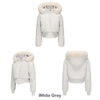 Women's Bomber Jacket Hooded Cropped Coat Winter Jacket Woman Cool Warm Clothes Coffee Black White Clothing XXL