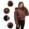 Women's Bomber Jacket Hooded Cropped Coat Winter Jacket Woman Cool Warm Clothes Coffee Black White Clothing XXL
