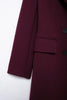 Women Burgundy Coat Double Breasted Long Sleeve Lapel Blends Jacket Autumn Winter High Street Outerwear