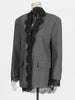 Chic Solid Spliced Lace Edge Blazers for Women Notched Collar Long Sleeve Temperament Designer Coats Female Clothes Style