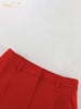 Loose Red Office Women's Two Pieces Set Elegant Long Sleeve Blazer With High Waist Slit Long Skirt Set Female