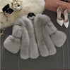 Women Imitation Fur Coat Short Slim Splicing Outwear Thicken Warm Jacket Temperament Casual Out coat Solid Color