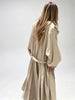 Women Chic Trench Coat Waist Belt Lantern Sleeves Draping Pleat Long Oversize Outerwear Autumn Winter Elegant Mantel Outfit