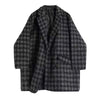 Houndstooth Faux Wool Jacket Women Korean Loose Elegant Double Breasted Suit Overcoat Winter Thick Warm Blend Outerwear