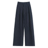 Autumn Vintage Striped Loose Women's Wide Leg Pant Button Spring High Waist Female Straight Office Full Length Trousers