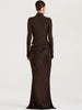 Autumn Long Sleeve Sexy Maxi Dress Women Hollow Out Turtleneck Ruched Bodycon Club Party Long Dresses Female