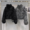 Winter Heavy Industry Colorful Sequin Stand Collar Warm Jacket For Women Cotton-padded Coat 11A07258