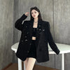 Korean High-Quality Women Blazer Autumn V-neck Loose Long Sleeve Temperament Casual Blazers Jackets Female Outerwear