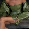 Vintage Street Leather Skirts Coats Suits Women Standneck Zipper Full Sleeves Sets Female Lady Solid Streetwears