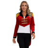 Womens Circus Ringmaster Costume Tuxedo Party Showman Tailcoat Blazer Stand Collar Fringed Shoulder Board Velvet Jacket Coat