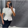 Elegant Lace Up Blazer Jacket Waist Cinching Irregular Hem V Neck Single Breasted Women's Suit Lady Commute Clothing